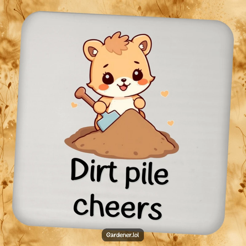 Funny animal character drink coasters with cheerful dirt, protecting surfaces with a humorous design.
