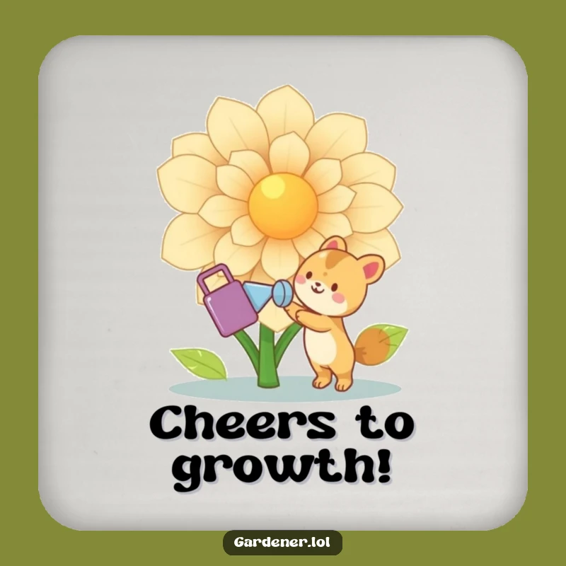 Funny Animal Gardener Coaster Set: Character Watering Flower, Protect Surfaces Hilariously