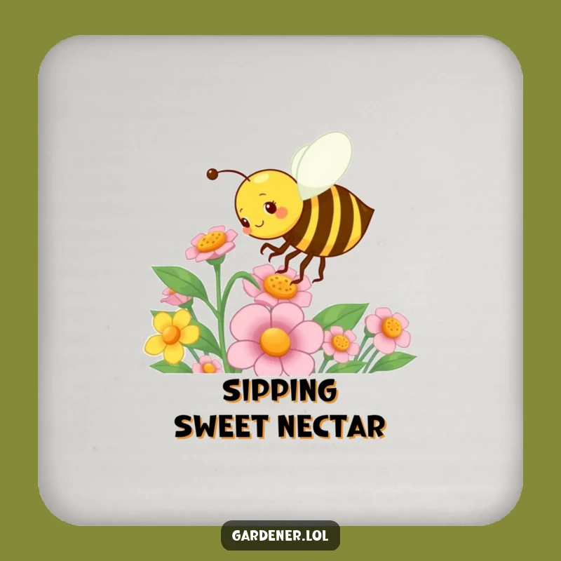 Funny Bee Gardener Coaster: Energetic Pollination Protection