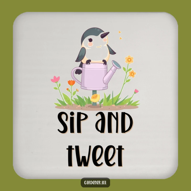 Funny Chickadee Gardener Drink Coasters: Cute Chirping Set, Perfect Funny Gift