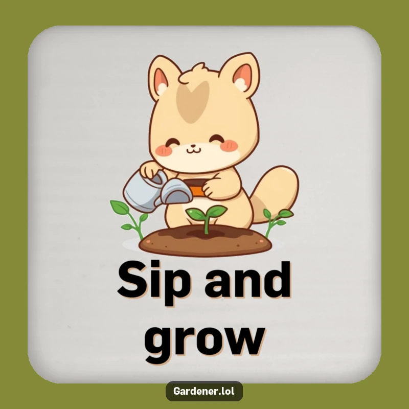 Funny Gardener Animal Coaster: Cute Sprout Watering Drink Protector, Gift
