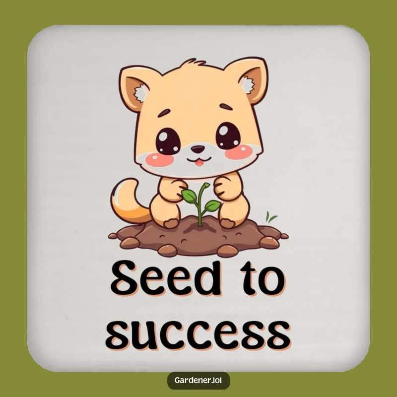 Funny Plant Lover Coaster: Determined Animal Plants Seed, Cute Funny Gift Set
