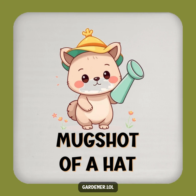 Funny Watering Can Hat Animal Coaster: Cute Drink Protection Gift