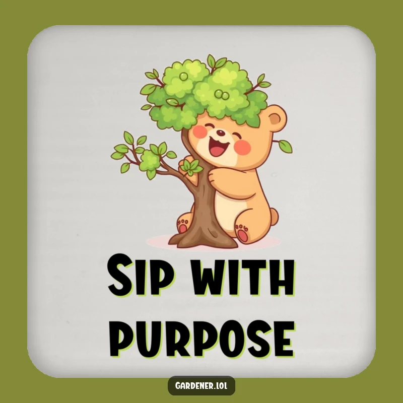 Funny Bear Tree Coaster: Protect Surfaces with this Hilarious Gardener's Funny Gift!