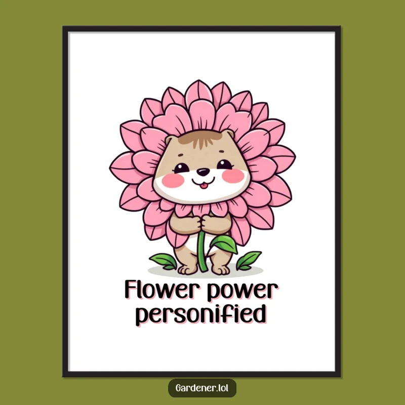Funny Gardener Flower Poster: Cheerful Bloom Art, Wall Decor Gift
