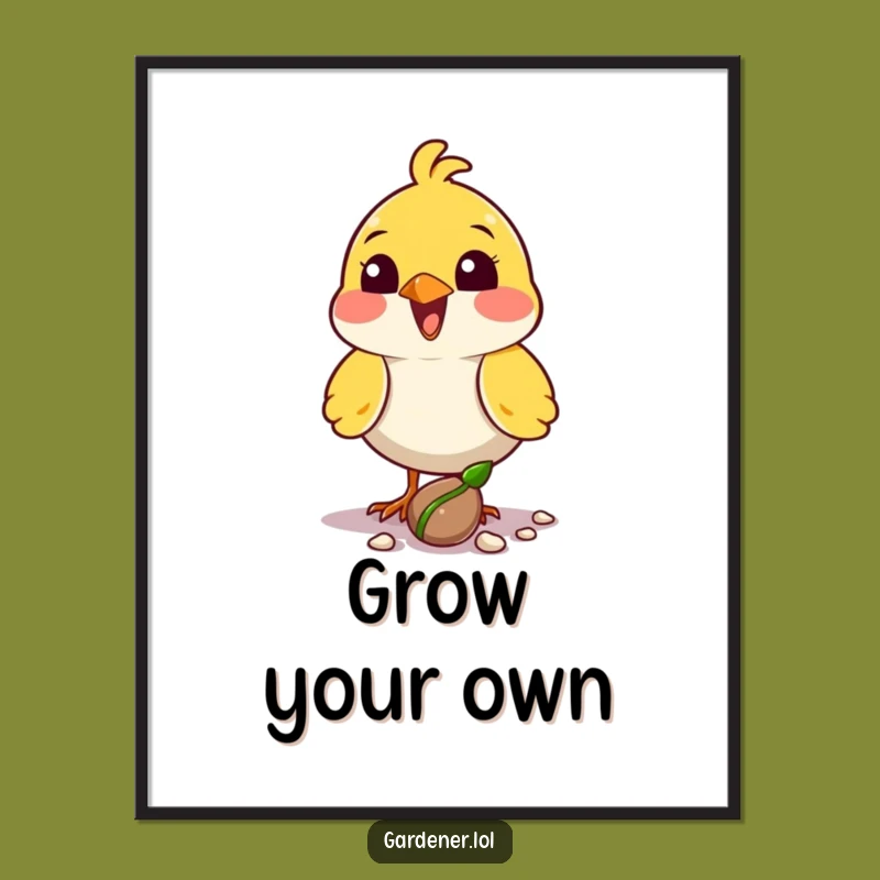 Funny Bird Planter Poster: Growth Art, Hopeful Wall Decor