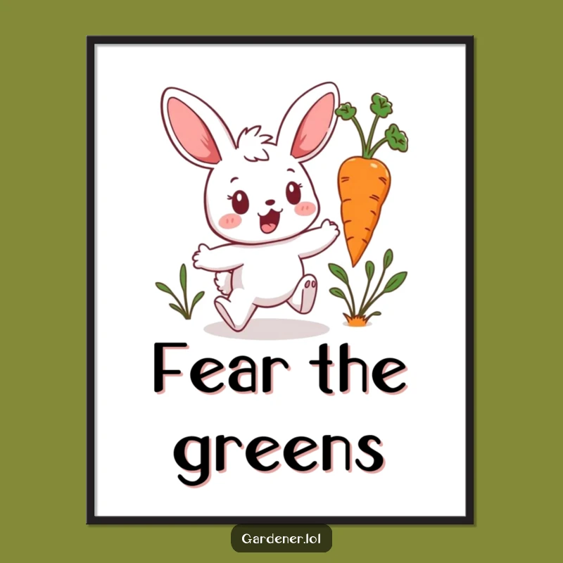 Funny Bunny Art Poster: Carrot Escape Surprise - Humorous Decor