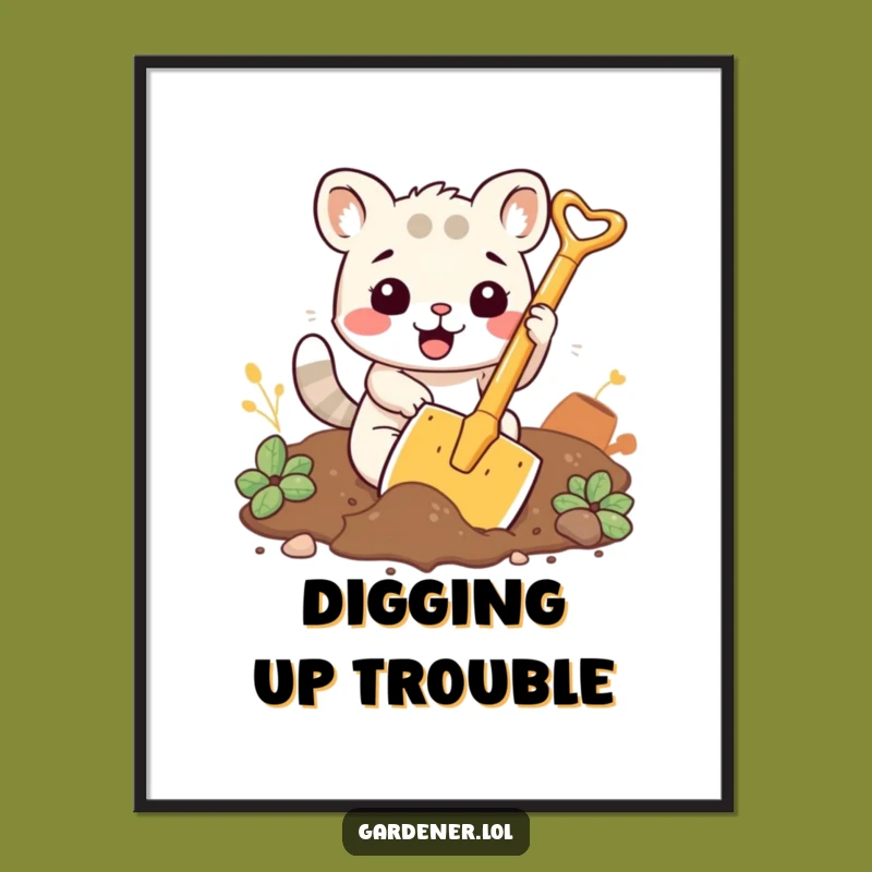 Funny Digging Animal Poster: Whimsical Wall Art for the Enthusiastic Gardener
