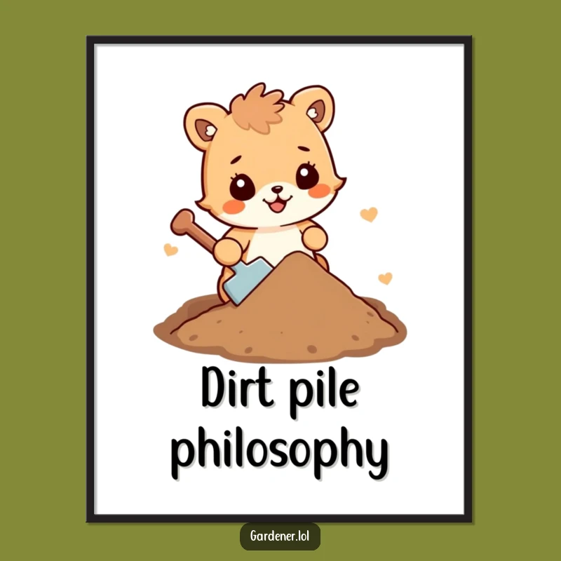 Funny Dirt Shoveling Animal Poster: Bring Cheerful Garden Vibes to Your Walls