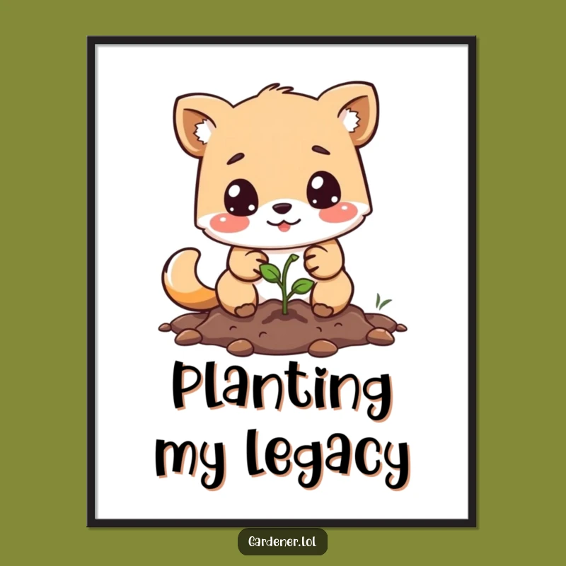 Funny Gardening Motivation Poster: Determined Animal Plants Seed, Inspiring Funny Gift