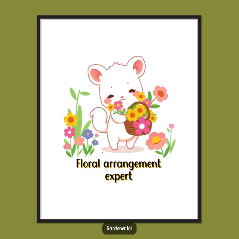 Funny Poster: Animal Flower Gathering, Cute & Cheerful Wall Decor Gag Gift