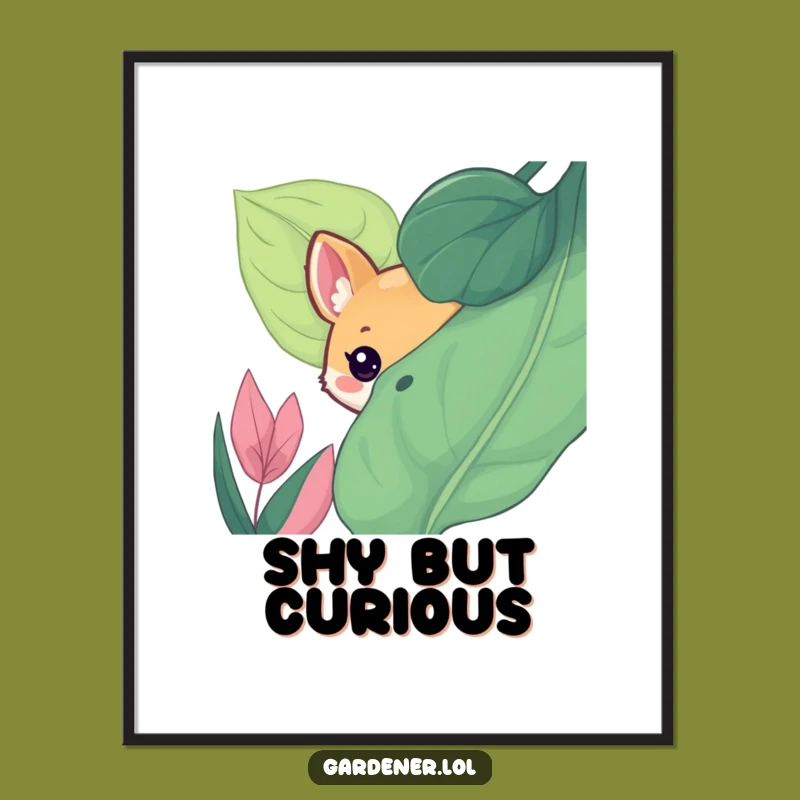 Funny Poster: Animal Leaf Peekaboo, Cute & Mysterious Wall Decor Gag Gift