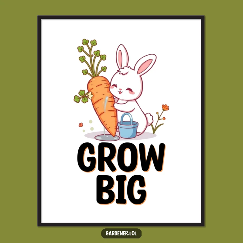 Funny Cute Bunny Poster, Hilarious Gardener Art for Wall Decor