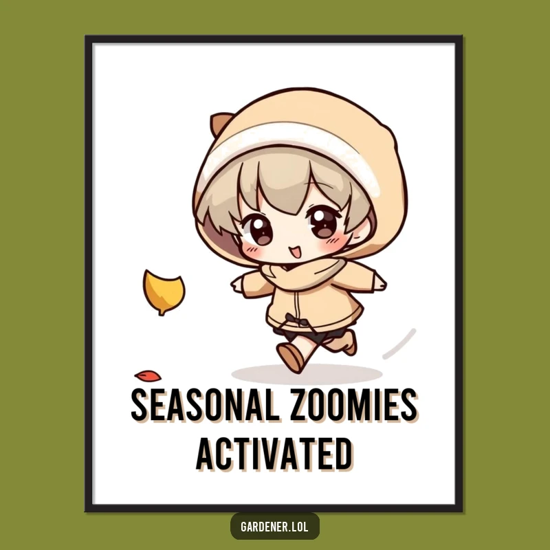 Funny Autumn Poster: Decorate with Playful Fall Vibes & This Hilarious Leaf Chaser Art