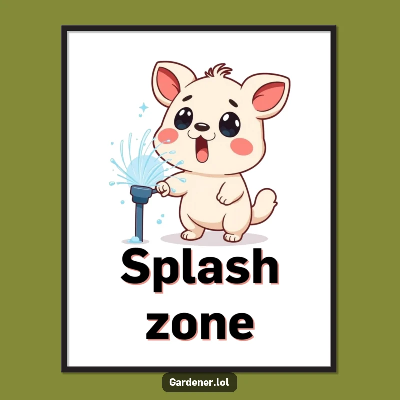 Funny Sprinkler Surprise Poster: Wall Art of a Wet Animal, A Unique Funny Gift!