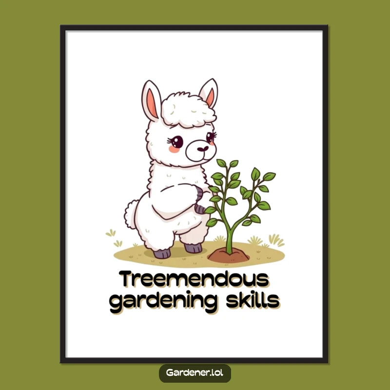 Funny Llama Gardener Poster: Thoughtful Pruning Art, Whimsical Wall Decor, Funny Gift