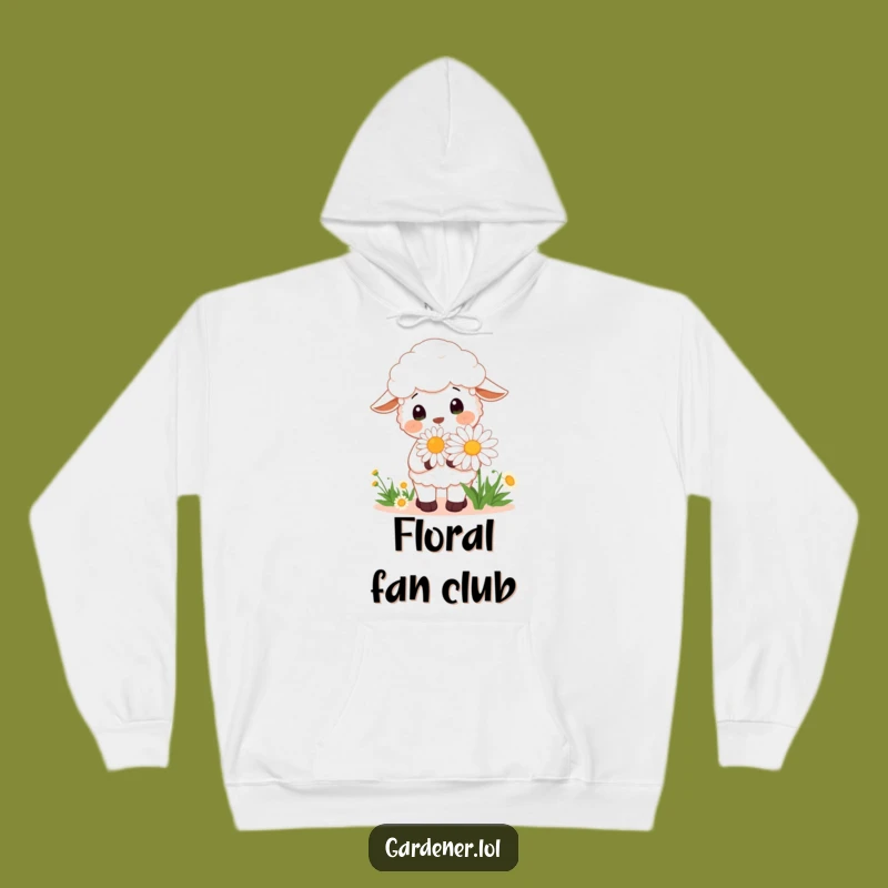 Cozy Funny Kawaii Sheep Gardener Hoodie, Cheerful Daisy Sniffer, Warm Gift Idea