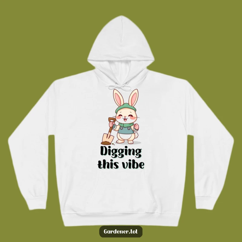 Funny Rabbit Gardener Hoodie: Cozy Digging Companion, Warm Comfort