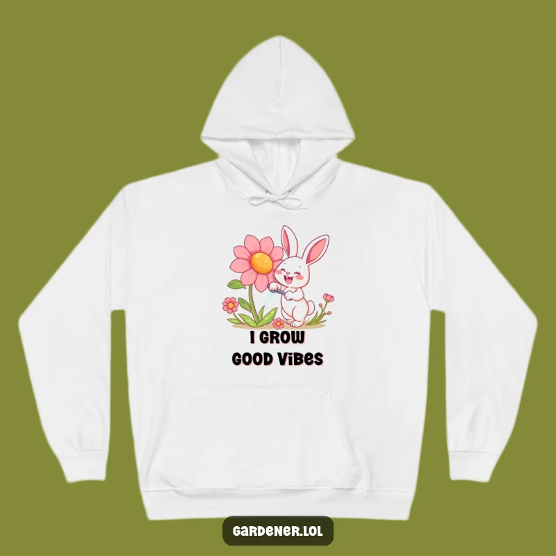 Funny Rabbit Watering Flower Hoodie - Cozy & Hilarious Gardening Sweatshirt Gift