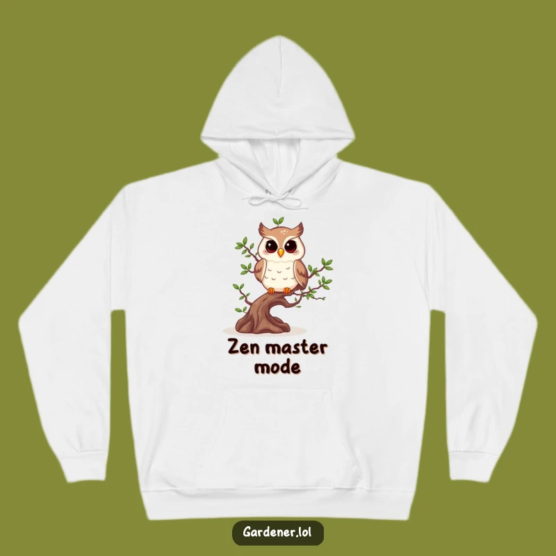 Funny Owl Bonsai Hoodie, Cozy Zen Gardener Sweatshirt