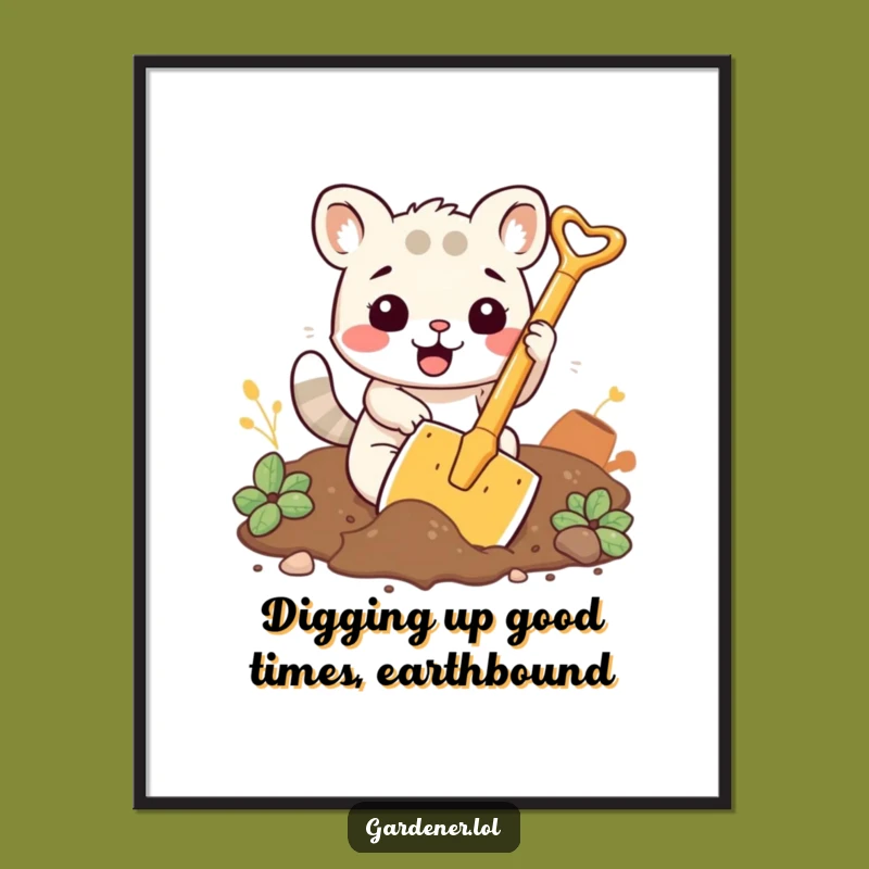 Free Printable Wall Art, Funny Downloadable Poster, Kawaii Animal Digging Decor