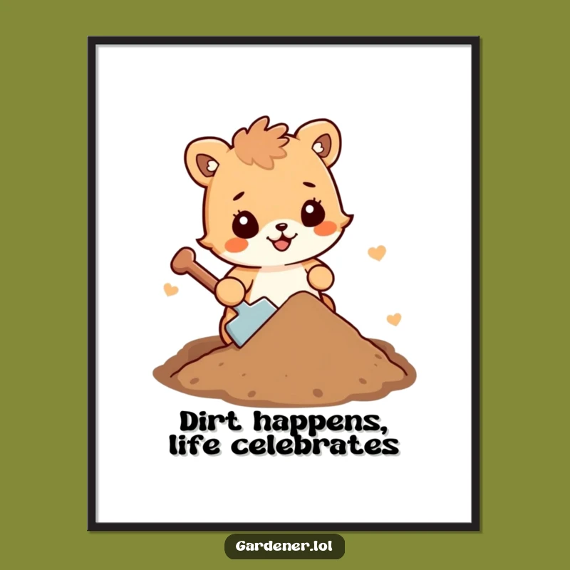 Free Printable Wall Art: Cute Dirt Shoveling Animal, Funny Downloadable Decor