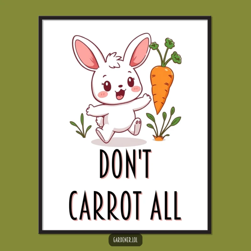 Funny Free Printable Wall Art: Kawaii Bunny Carrot Chaos - Hilarious Decor!