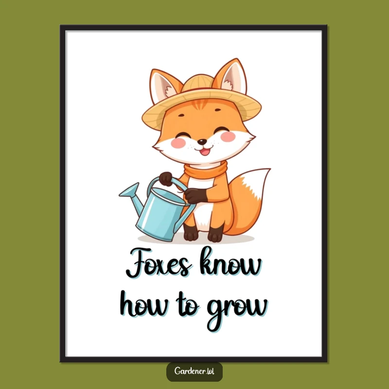 Free Printable Wall Art: Fox Gardener, Whimsical Downloadable Art Decor