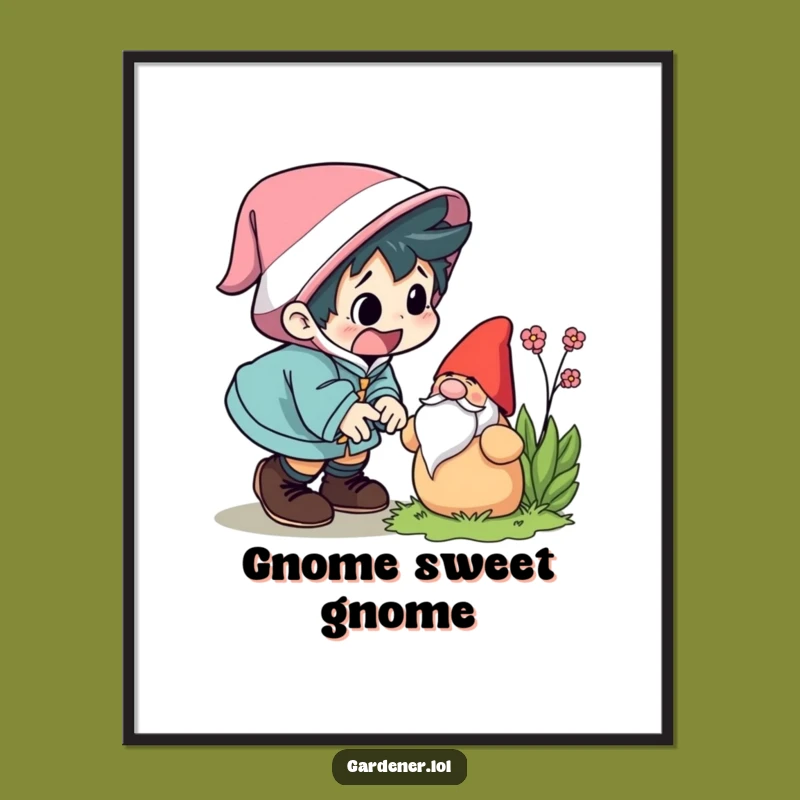 Free Printable Wall Art: Comical Gnome Tripping Character for Funny Home Decor Download
