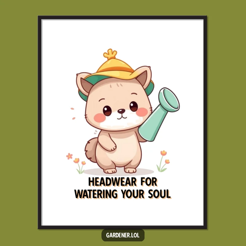 Funny Free Printable Wall Art: Animal Watering Can Hat - Quirky DIY Decor