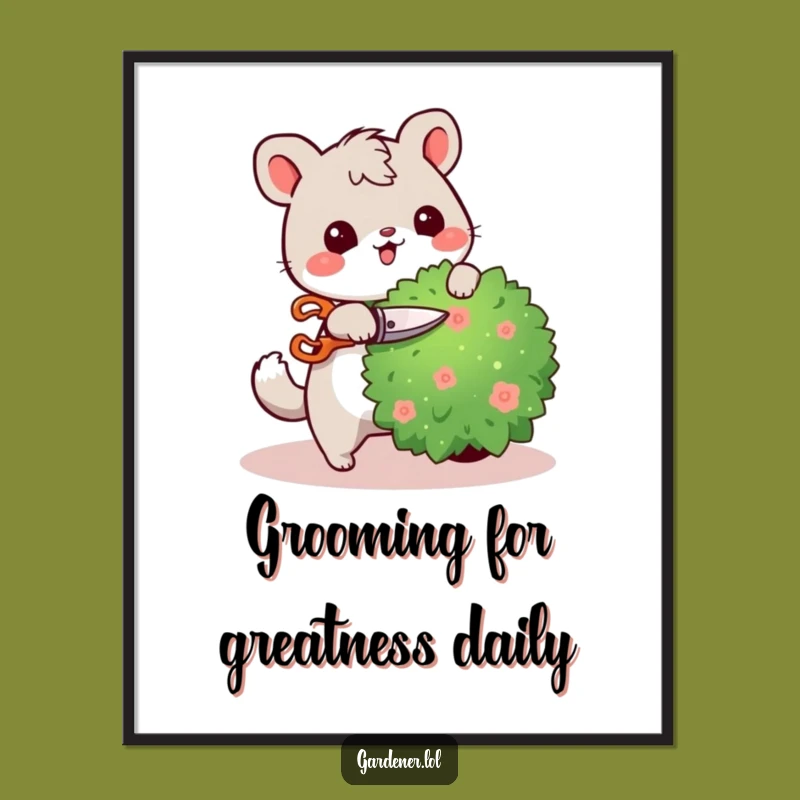 Funny Free Printable Wall Art: Cheerful Gardener Animal - Downloadable Art for Home Decor