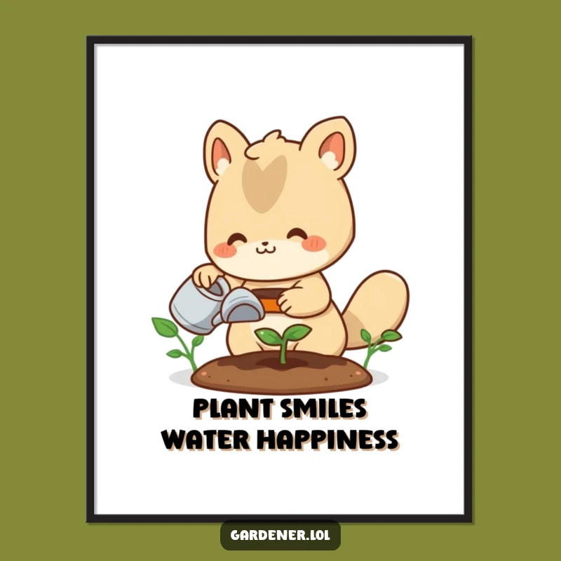 Funny Free Printable Wall Art: Cute Animal Gardener & Sprout - Downloadable Decor