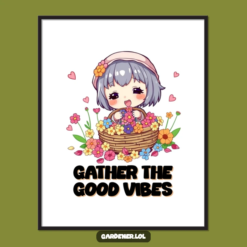 Free Printable Wall Art: Character Collecting Flower Petals - Downloadable