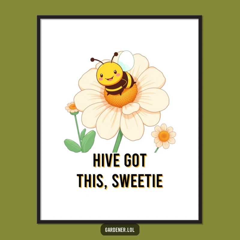 Happy Bee Flower Free Printable Wall Art - Cheerful Downloadable Decor