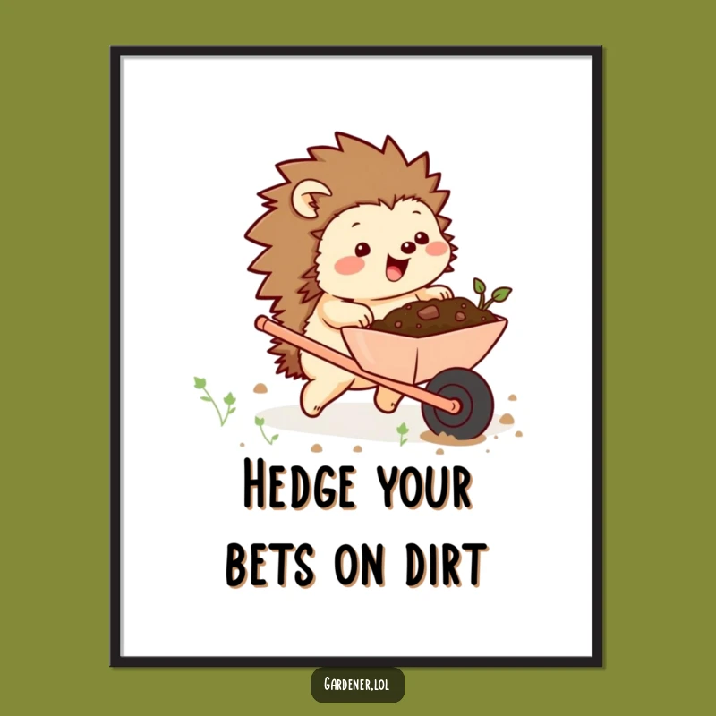 Funny Free Printable Wall Art: Hedgehog Wheelbarrow Soil Downloadable DIY Home Decor