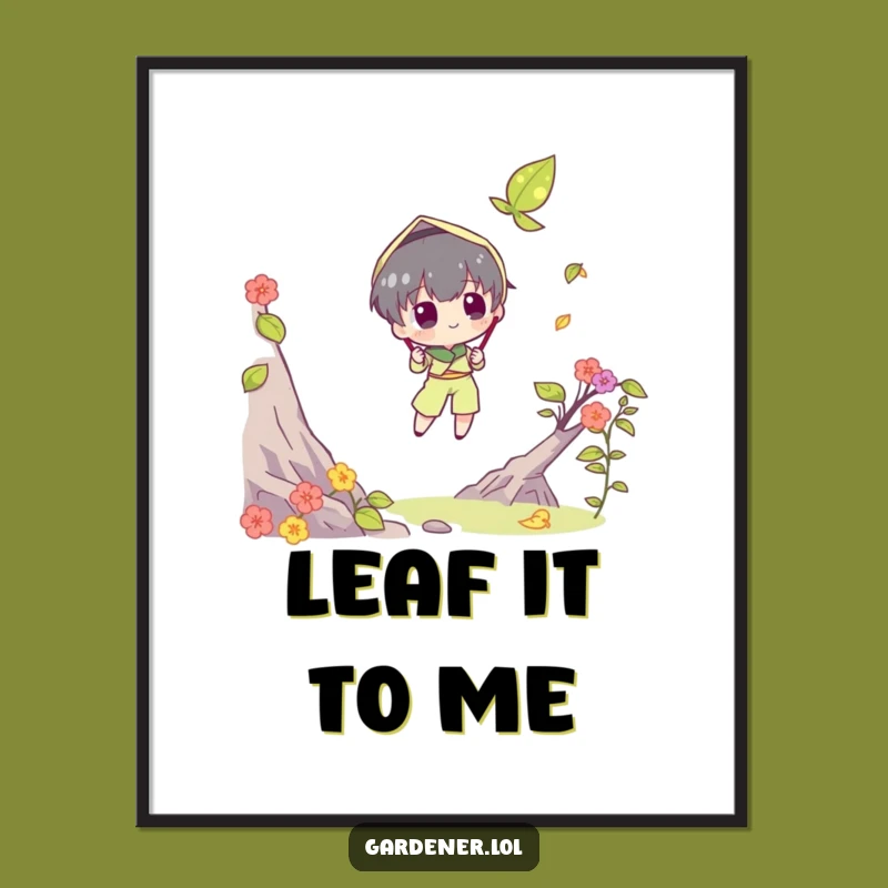 Free Printable Wall Art: Leaf Catcher Character for Funny, Whimsical Home Decor Download