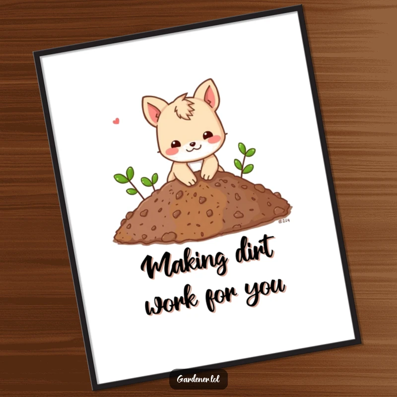 Funny Free Printable Animal Wall Art: Character playfully digging in a giant mound of soil, full of curiosity.