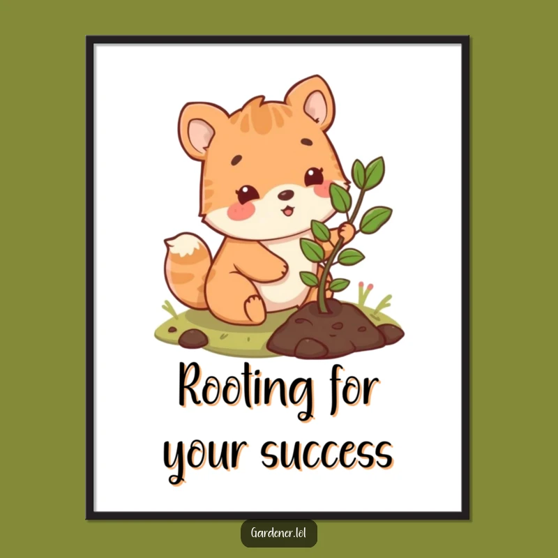 Funny Free Printable Wall Art: Happy Planting Animal, Downloadable Decor Gift of Growth