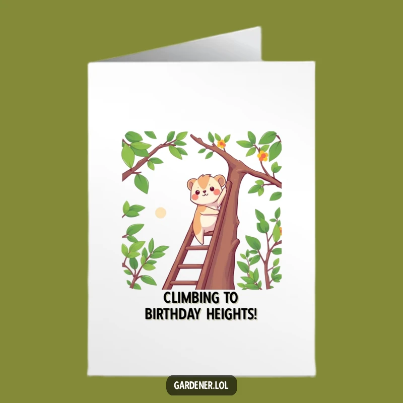 Free Printable Birthday Card: Climbing Animal Funny Downloadable Gift for Reaching Goals