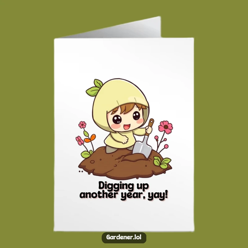 Funny Free Printable Birthday Card: Digging Character, DIY Downloadable Gift