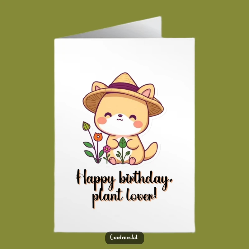 Free Printable Birthday Card: Happy Gardener Animal, Funny Downloadable Gift
