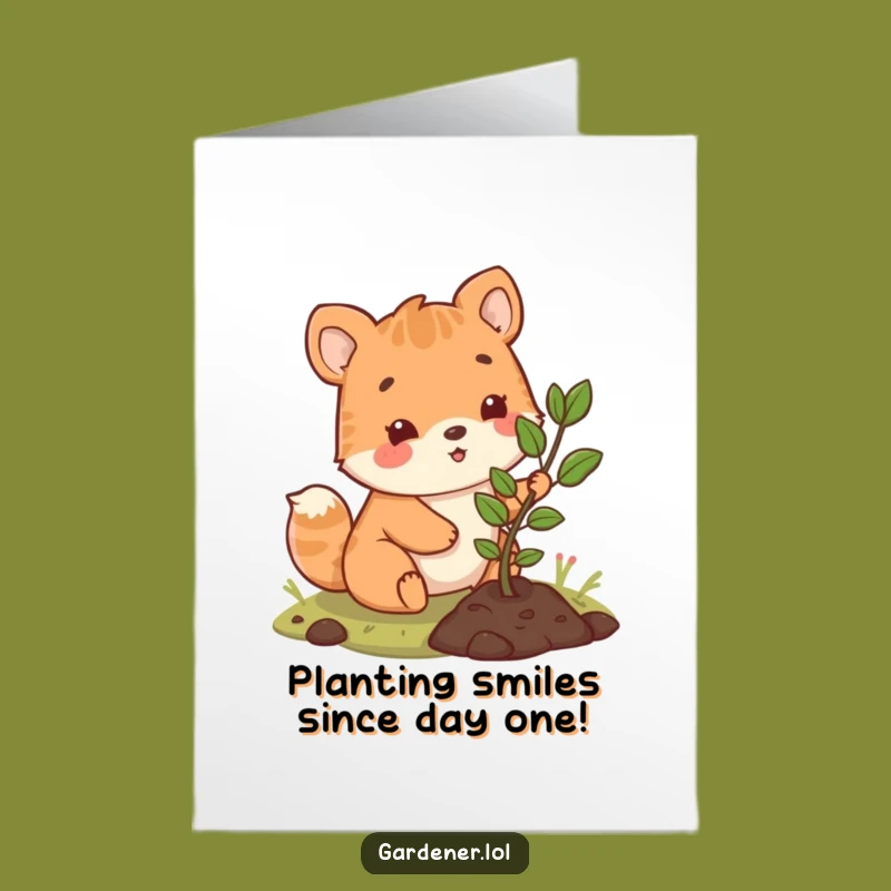 Free Printable Birthday Card: Happy Planting Animal, Humorous Downloadable DIY Gift Surprise