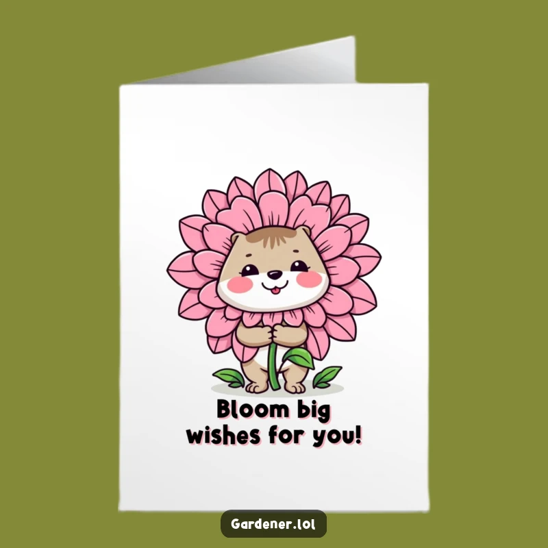 Free Printable Funny Gardener Birthday Card: Giant Flower - Downloadable Gift