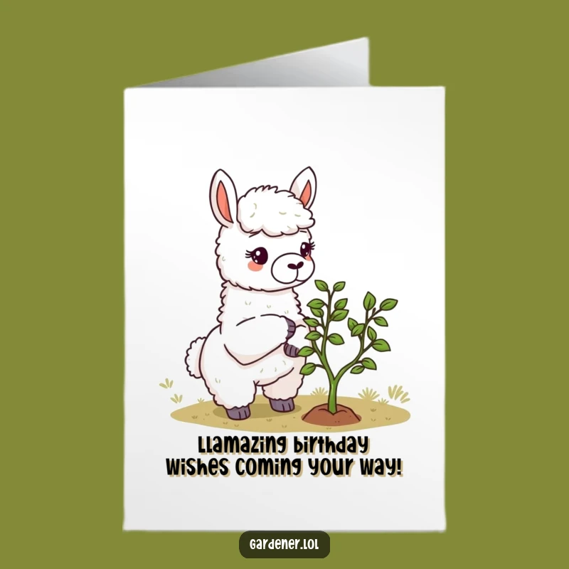 Free Printable Funny Llama Gardener Birthday Card - Cute Downloadable DIY Gift