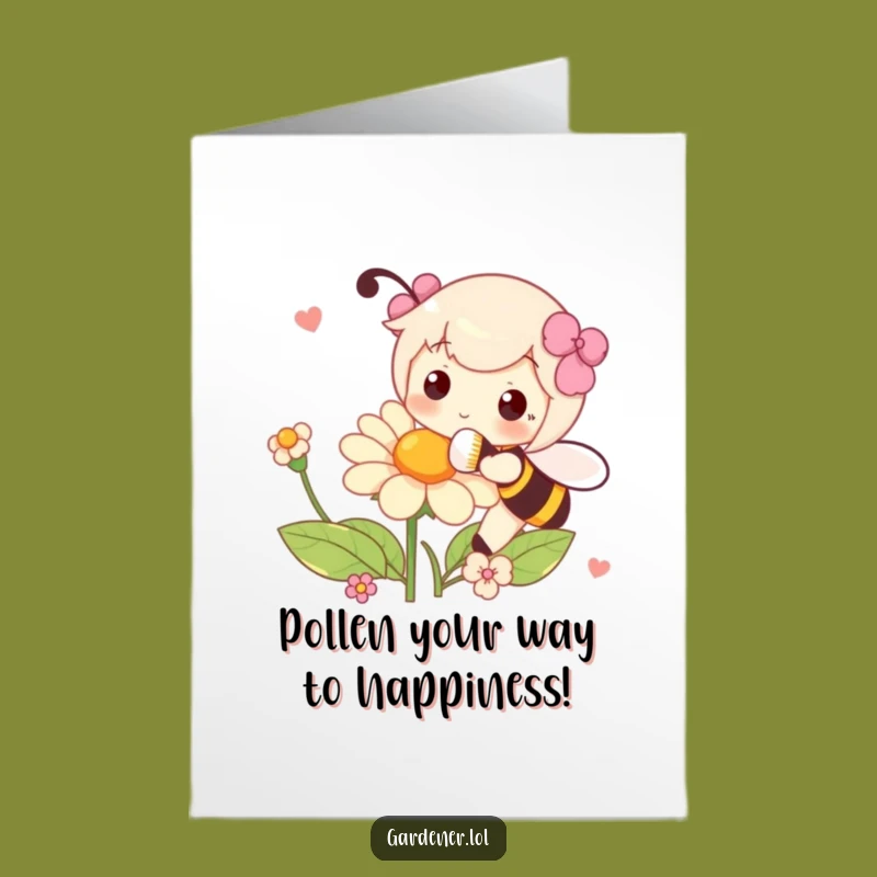 Funny Free Printable Birthday Card: Pollinating Character, DIY Downloadable Gift