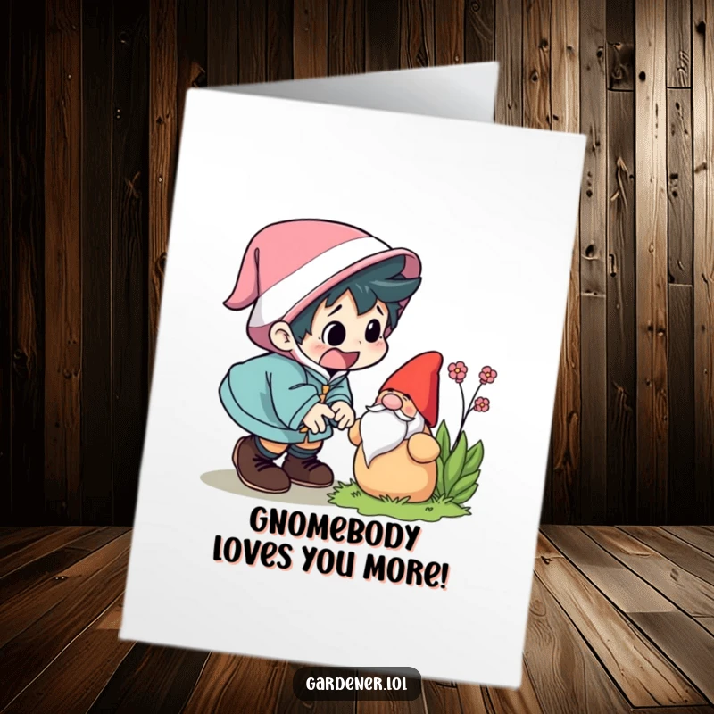 Funny Free Printable Birthday Card featuring a startled character comically tripping over a garden gnome, perfect for a laugh.