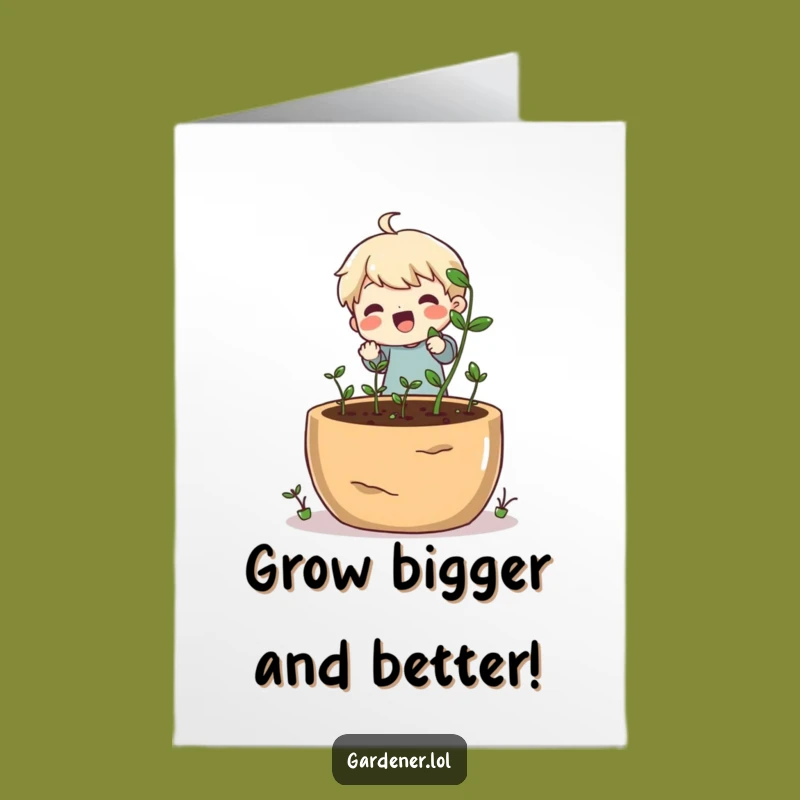 Free Printable Birthday Card: Cheerful Gardener, Funny Downloadable Gift