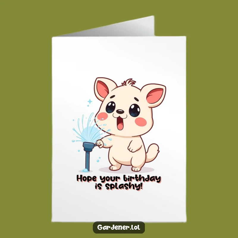 Free Printable Birthday Card: Sprinkler Surprise Animal - Funny Downloadable Gift