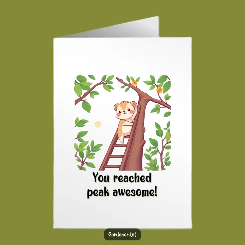 Free Printable Congrats Card: Climbing Animal Funny Downloadable Gift for Achievements