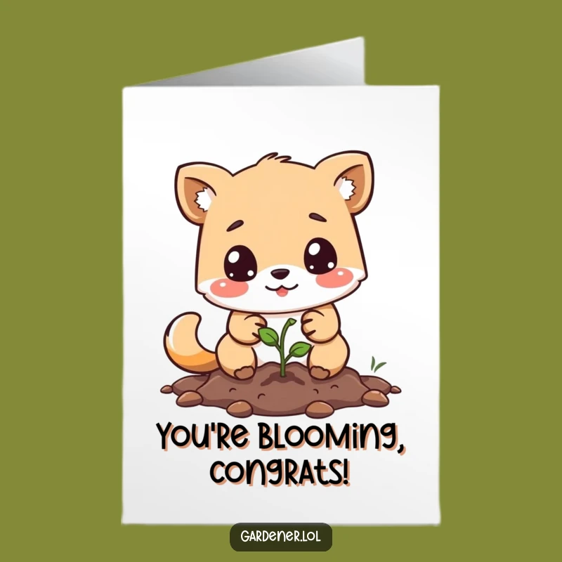 Free Printable Congrats Card: Humorous Animal Planting Seed, Print at Home Gift